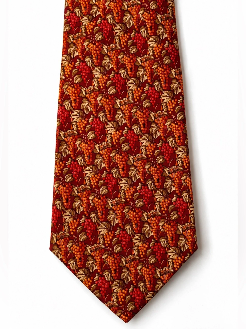 Salvatore Ferragamo vintage Red & Orange Grape Cluster Silk Tie